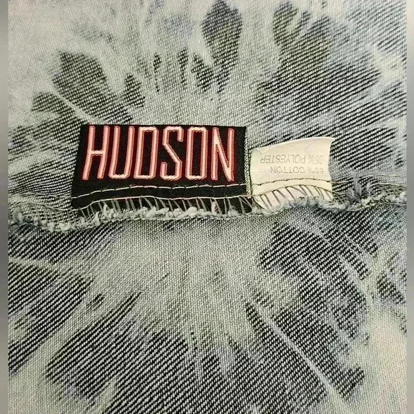 🛑 Hudson Mens Vintage Distressed Blue Denim Tie Dye Wash Biker Vest Large - Picture 5 of 6